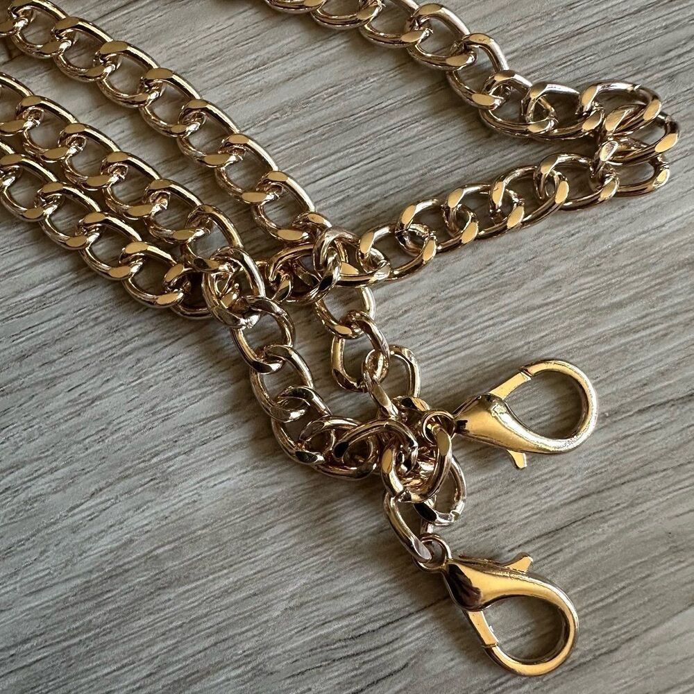 Chunky Gold Chain Link Purse Crossbody Bag Strap 26” Drop - Picture 2 of 4